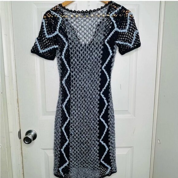 SANDRO Paris Multicolored Crocheted Mini Dress Size 1 - Picture 5 of 7